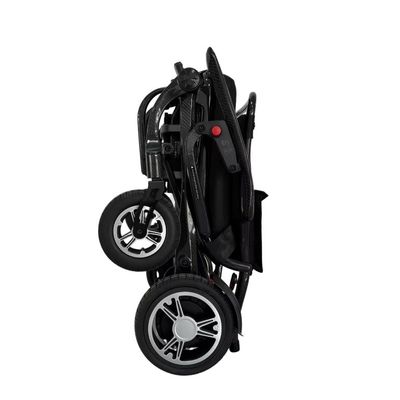 Sedia a rotelle elettrica con telaio in fibra di carbonio T700 e frenatura elettromagnetica