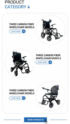 Capacità di carico 300 lbs sedia a rotelle elettrica con 17 kg di peso e telaio completo in fibra di carbonio